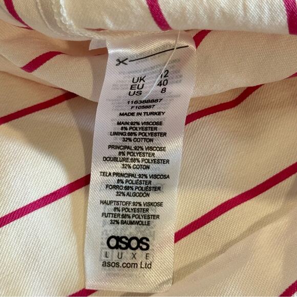 🍁 NWT ASOS DESIGN x MILLIE halter neck blazer mini dress in stripe print White - Picture 10 of 16